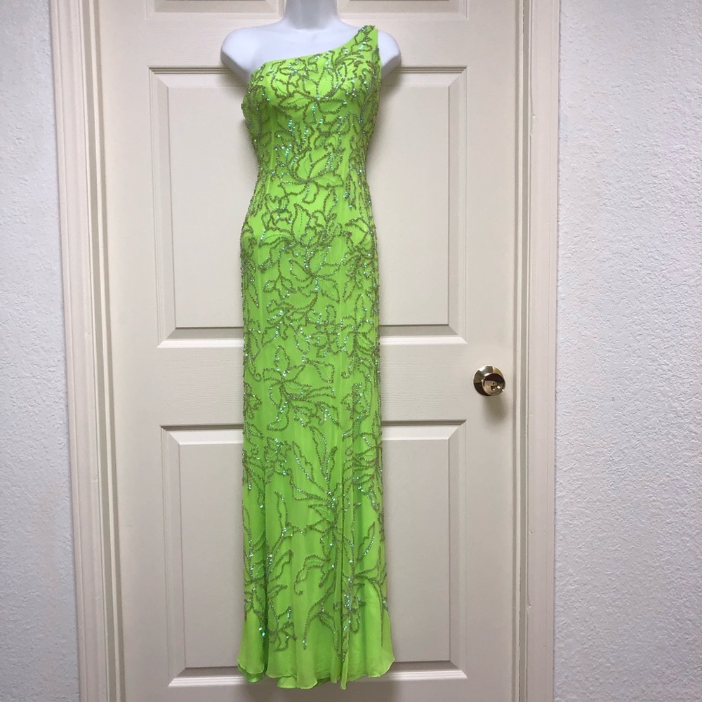 Gorgeous Lime Green Beaded Formal Gown